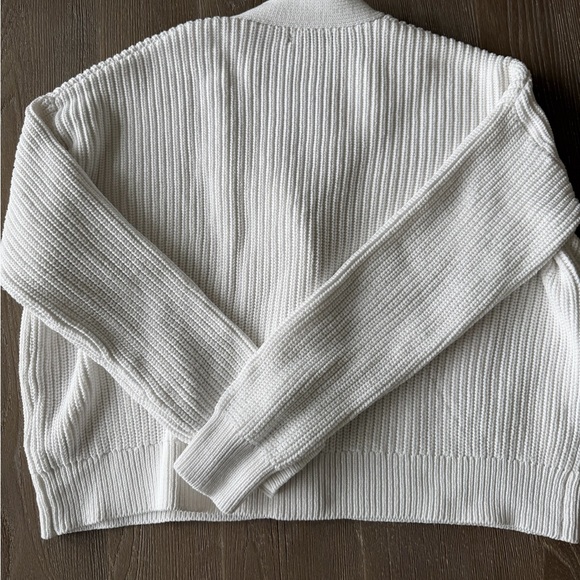 Quince 100% Organic Cotton Fisherman Boxy Cropped Cardigan - Ivory/White XS - Picture 6 of 6